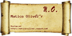 Matics Olivér névjegykártya
